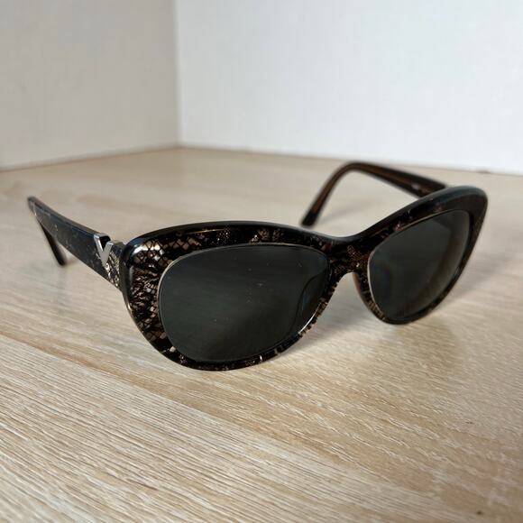 Valentino V628S 712 Sunglasses FRAMES ONLY Black Silver Cat Eye 54-14-135 main image 7